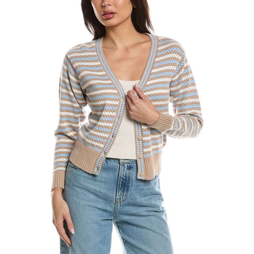 Wispr Womens  Pamilla Stripe Cardigan, Brown